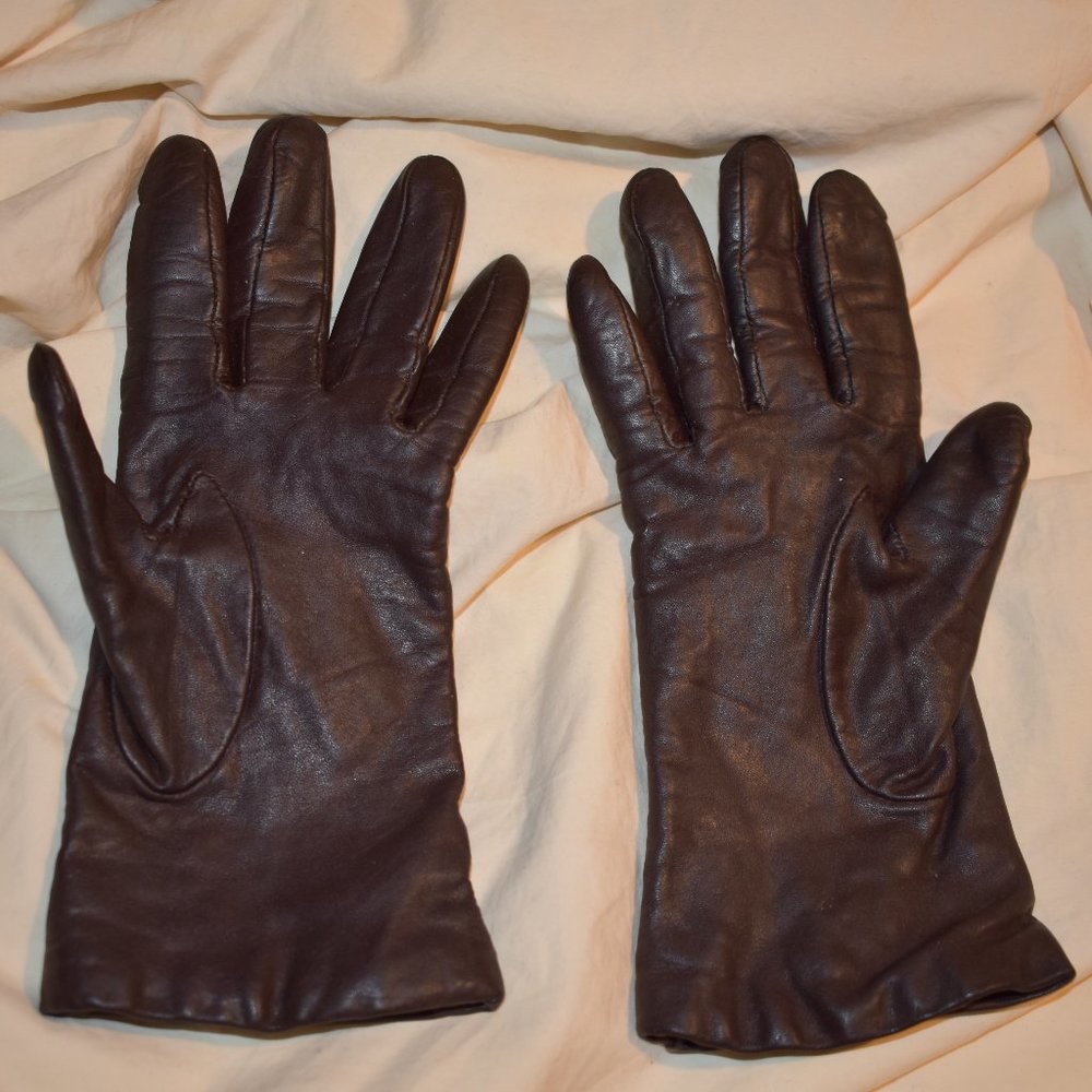Brown Unisex Leather Gloves
